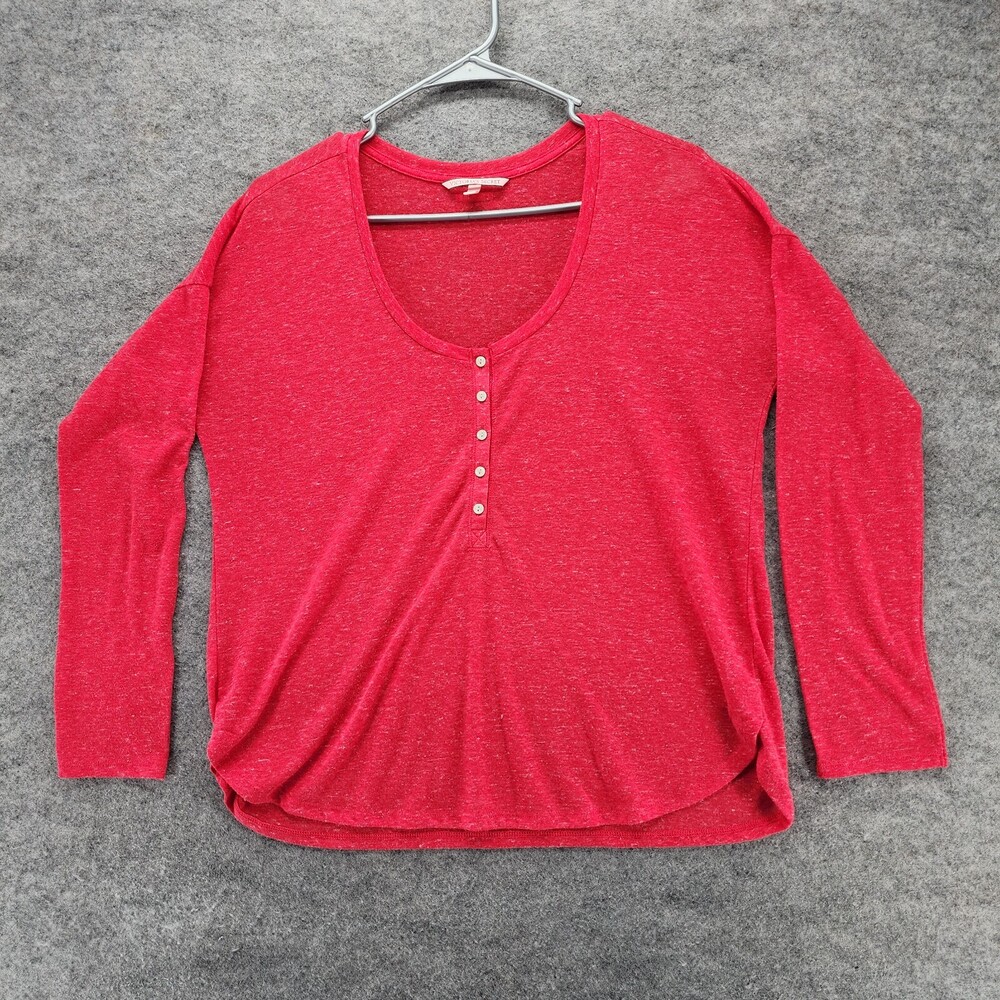 Victoria Secret Pajama Shirt Womens XS Red Long Sleeve